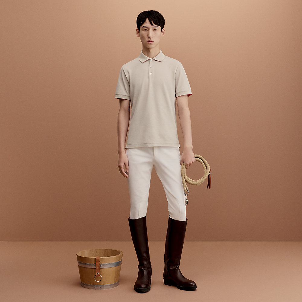 Double Jeu technical polo - Grey | Hermès USA